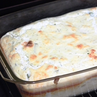 1. Этап. Творожное суфле с зеленой фасолью: Выпекаем 30 минут при 180 градусах.