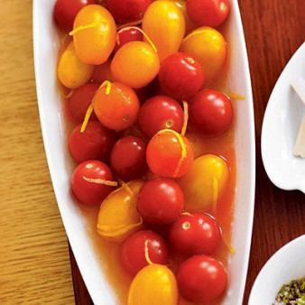 Tequila-Bloody Mary Cherry Tomatoes with Margarita Dipping Salt