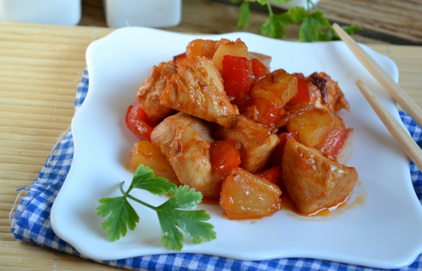 1. Этап. Курица в кисло-сладком соусе с ананасами: Курица в кисло-сладком соусе с ананасами готова. Приятного аппетита!