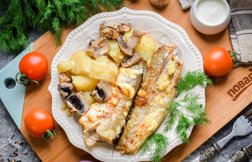 1. Этап. Рыба запеченная с грибами и картофелем: Приятного аппетита!