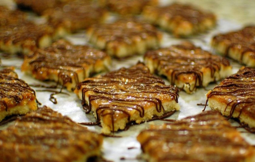 1. Этап. Пирог с ирисками и кокосом: 12. После застывания наслаждайтесь выпечкой или сложите все в контейнер и храните несколько дней.