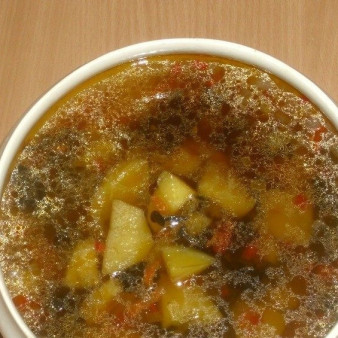 Постный грибной суп из сушеных грибов