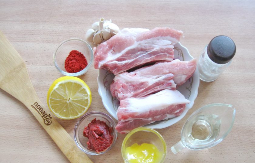 1. Этап. Ребрышки по-мексикански: Подготовьте ингредиенты для приготовления ребрышек по-мексикански.