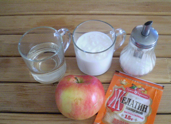 1. Этап. Диетическое желе из фруктов: 1. Приготовим продукты, яблоко выбирайте сладкое, чтобы меньше добавить сахара.