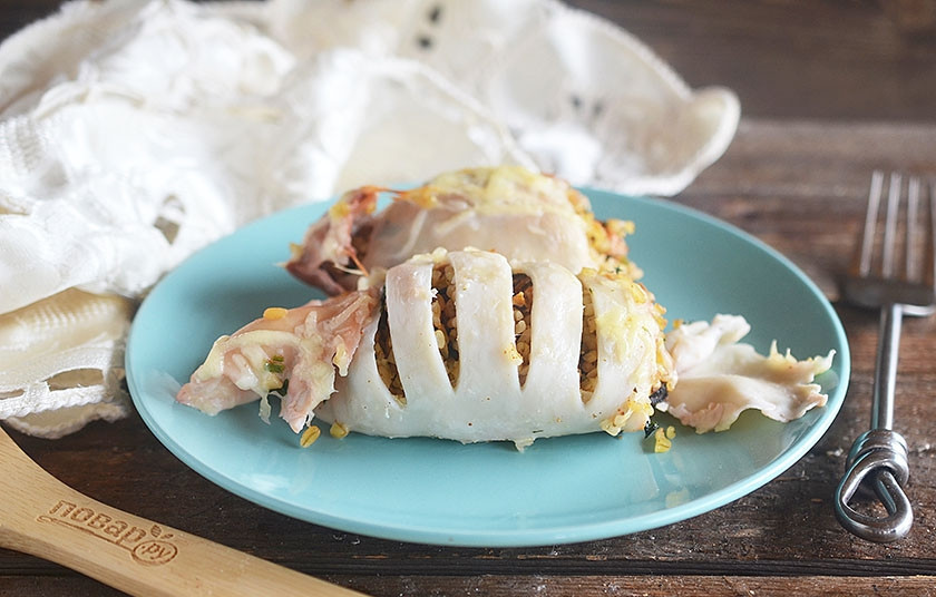 1. Этап. Кальмары, фаршированные булгуром и мидиями: 8. Приятного аппетита!