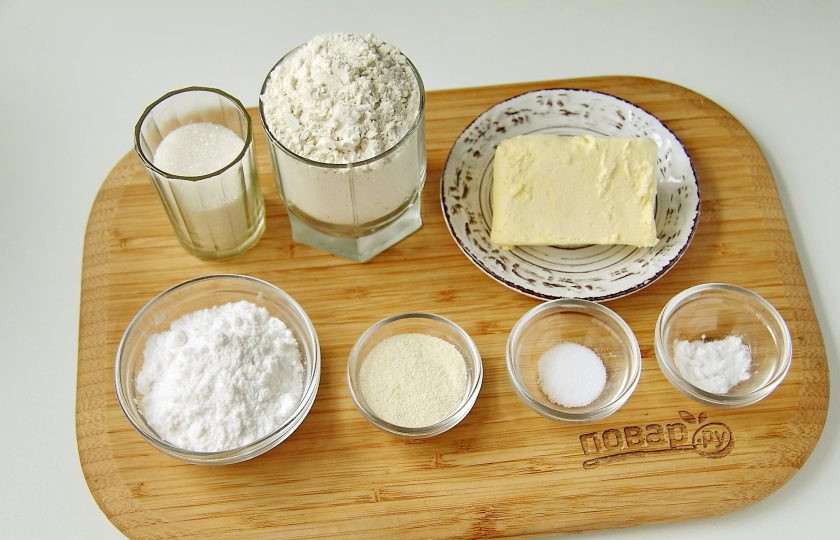 1. Этап. Печенье Снежок: Подготовьте все ингредиенты.