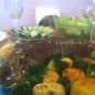 Запеченный белый амур с картошкой и брокколи