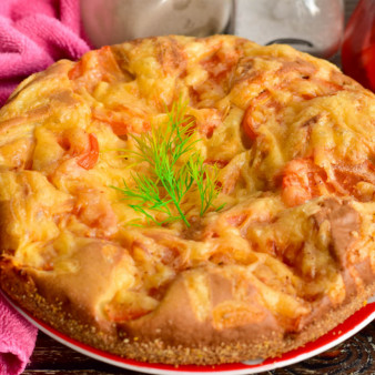 Заливной пирог с помидорами и сыром