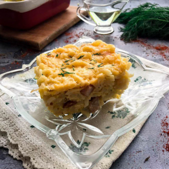 Запеканка из макарон в микроволновке