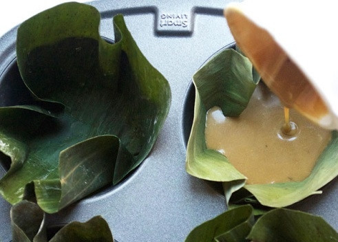 1. Этап. Бибинка: И заполняем формы чуть больше чем на половину.