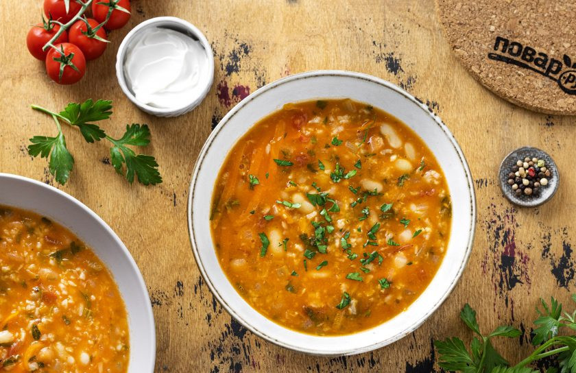 1. Этап. Грузинский суп из фасоли с овощами: Грузинский суп из фасоли с овощами готов, приятного вам аппетита!