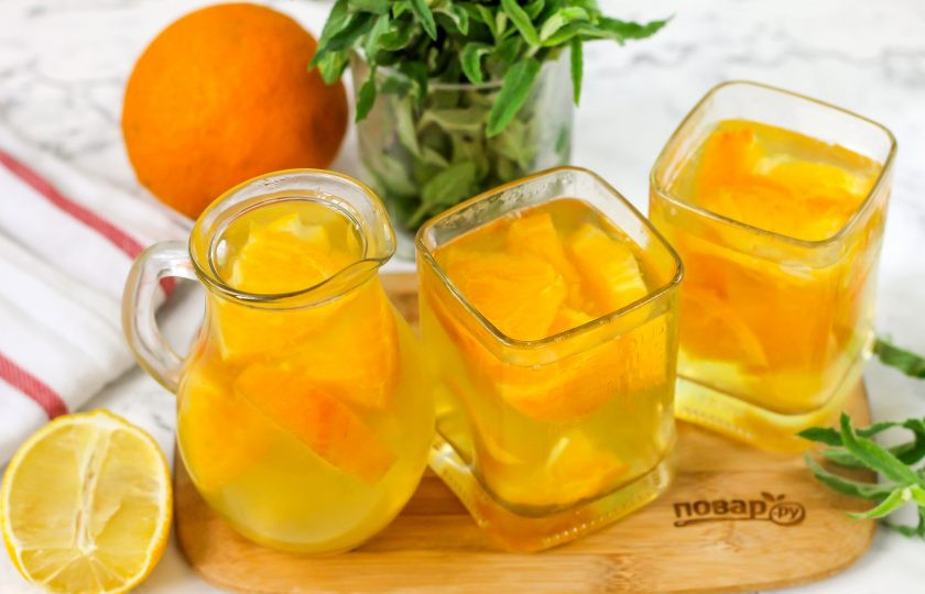 1. Этап. Компот из апельсина и лимона: Перелейте компот в кувшин, чашки или стаканы, подайте к столу в горячем или холодном виде — он одинаково вкусен!