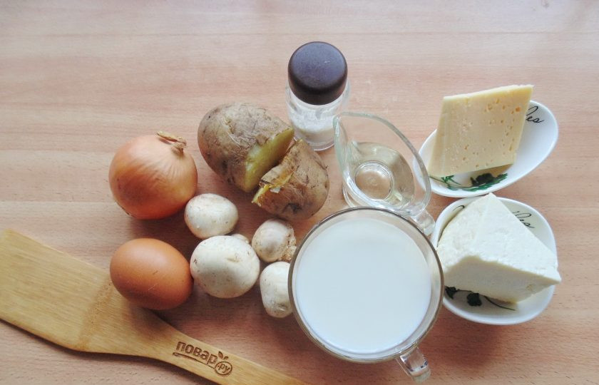 1. Этап. Сырная запеканка: Подготовьте ингредиенты для приготовления запеканки.