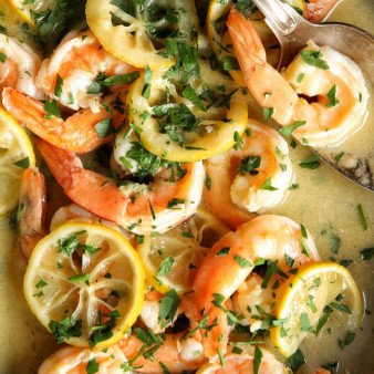 Lemon Shrimp with Garlicky Rice