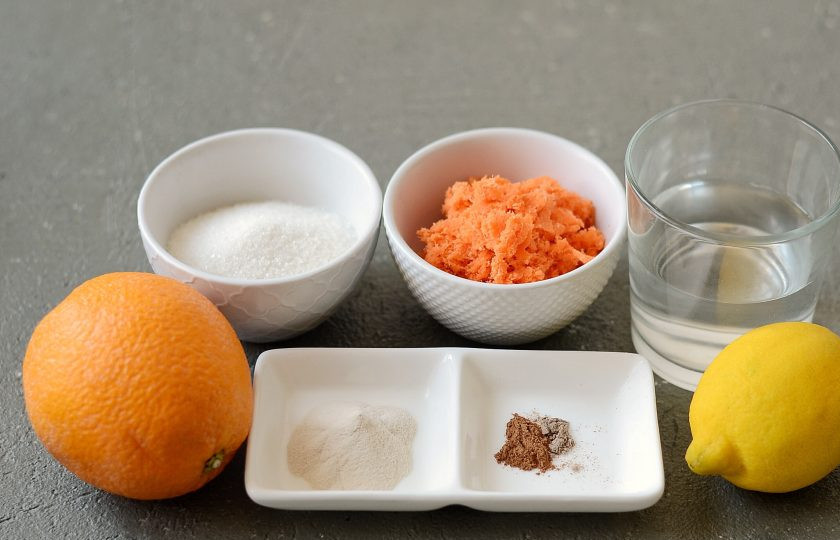 1. Этап. Морковный мармелад: Подготовьте все ингредиенты.