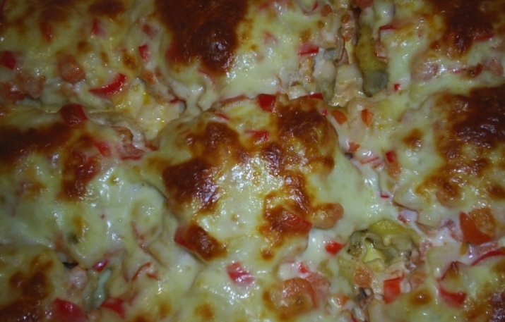 1. Этап. Рыба, запеченная с крабовыми палочками: Приятного аппетита!