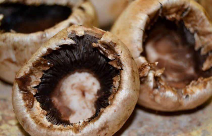 1. Этап. Фаршированные грибные шляпки: 1. Первым делом вымойте грибы, аккуратно удалите ножку и очистите шляпки.