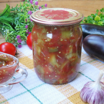 Закуска из баклажанов с помидорами на зиму