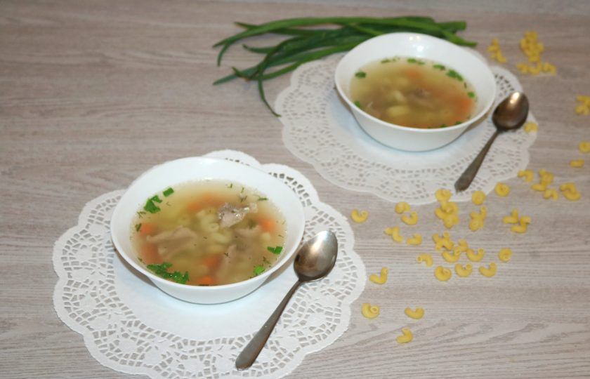 1. Этап. Суп с рожками: Наваристый ароматный суп готов!
