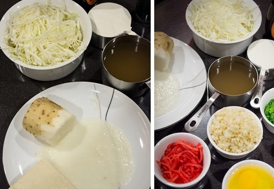 1. Этап. Окономияки: 1. Вот такие у нас ингредиенты.