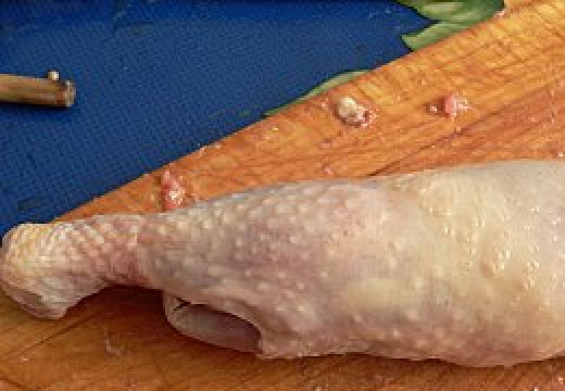 1. Этап. Рулет из куриных окорочков: 6. Сворачиваем в рулет, закрепляем бечевкой. Сам рулет можно смазать майонезом.