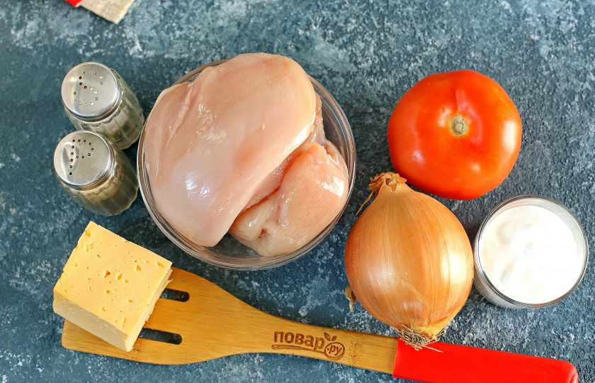 1. Этап. Запеканка из куриной грудки: Подготовьте все ингредиенты.