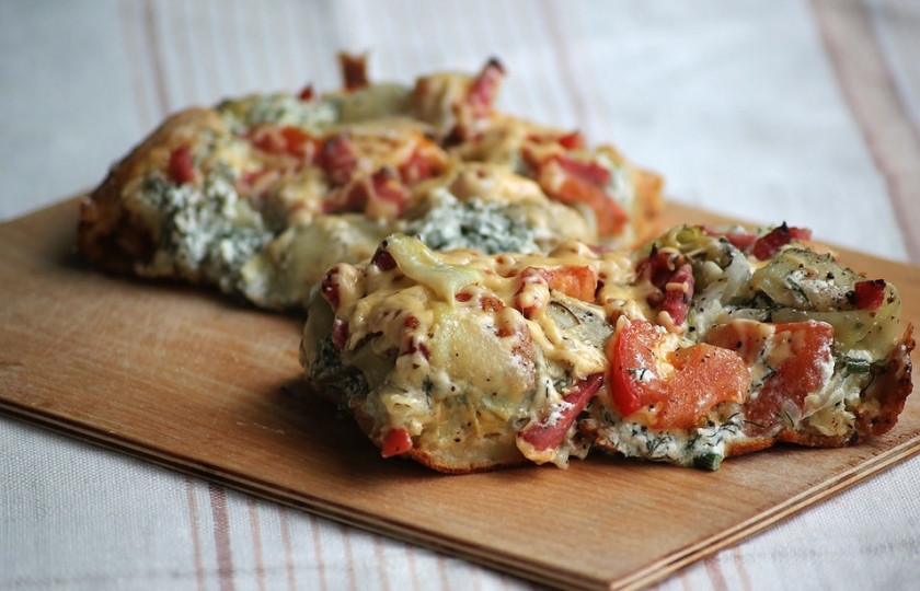 1. Этап. Тарт фламбе: Вот такой красивый готовый тарт фламбе. Приятного аппетита!