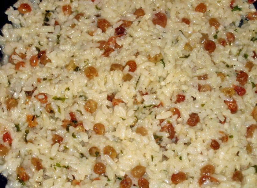 1. Этап. Ризотто классическое: Тщательно перемешайте и присыпьте тертым 