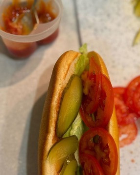 1. Этап. Хот-дог Новогодний: Добавить овощи