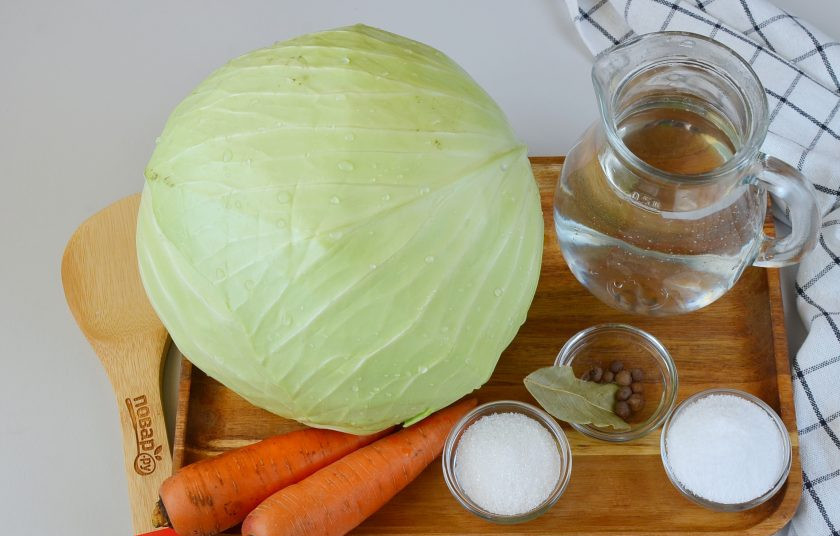 1. Этап. Соленая капуста: Подготовьте ингредиенты. Приступим!