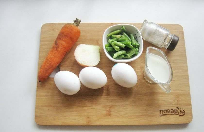 1. Этап. Омлет с овощами в духовке: Подготовьте ингредиенты для приготовления омлета с овощами.