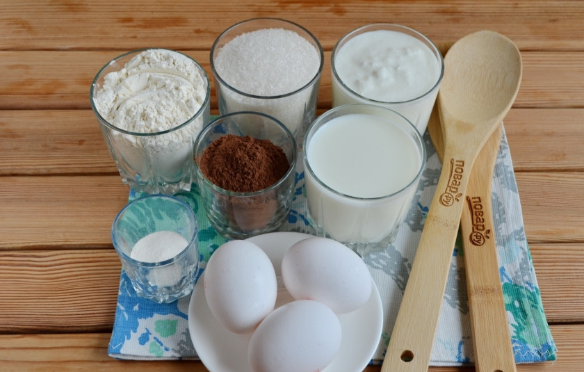 1. Этап. Быстрый шоколадный торт: Подготовьте сразу продукты для коржа и крема. Приступим!
