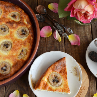 Творожная запеканка с бананами