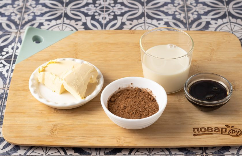 1. Этап. Глазурь из кэроба: Подготовьте все ингредиенты.