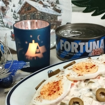 Итальянская закуска Русский салат с тунцом