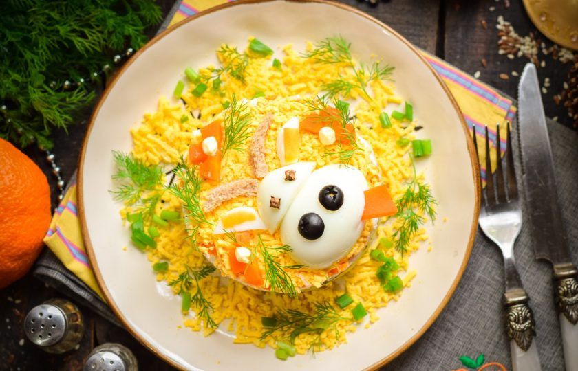 1. Этап. Салат Мимоза на Новый год Быка 2021: Салат 