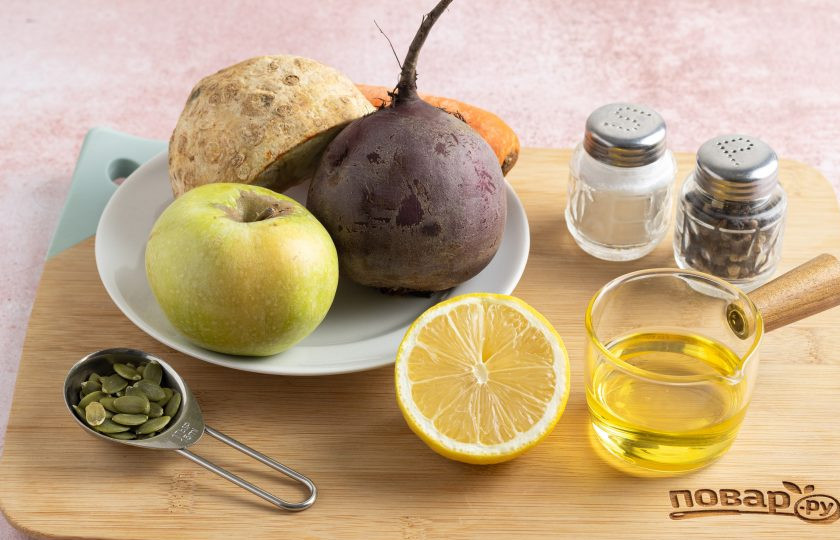 1. Этап. Салат «Разгрузочный»: Подготовьте все ингредиенты.