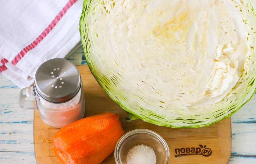 1. Этап. Квашеная капуста с лимонной кислотой: Подготовьте указанные ингредиенты.