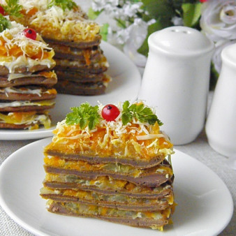 Печеночный торт из куриной печени