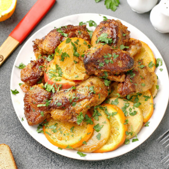 Гусь с яблоками и апельсинами в духовке