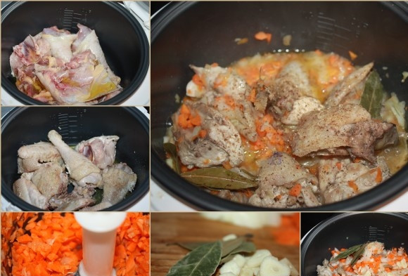 1. Этап. Курица в пиве в мультиварке: Курицу режем на куски и тщательно моем. В мультиварке выставляем режим 