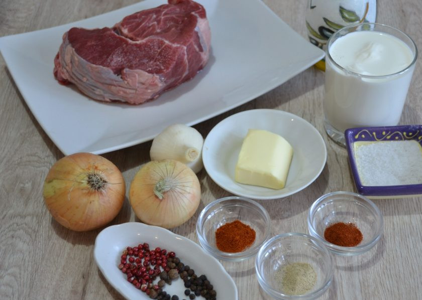 1. Этап. Говядина в перечном соусе: Подготовьте ингредиенты.