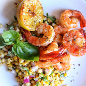 Lemon Shrimp with Basil-Corn Salad