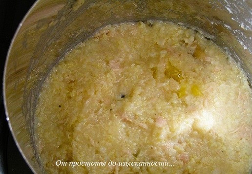 1. Этап. Пшено с тунцом и морепродуктами: Разложите блюдо на 2-4 тарелки.