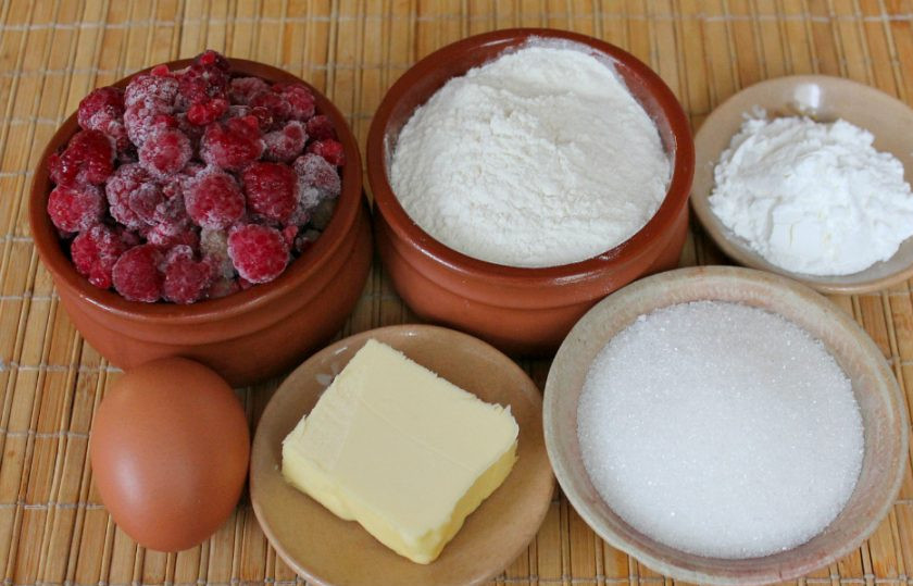 1. Этап. Песочный пирог с малиной: Подготовим ингредиенты.