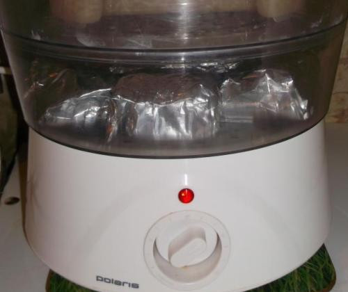 1. Этап. Сазан на пару: Выкладываем рыбу в фольге на нижний ярус пароварки. А на верхнем можете приготовить гарнир. Выставляем время на таймере. Рыба будет у нас готовиться 35-40 минут.