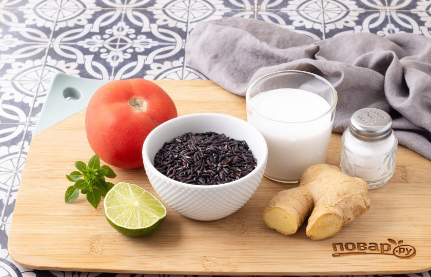 1. Этап. Дикий рис в кокосовом соусе: Подготовьте все ингредиенты.