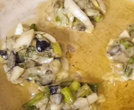 1. Этап. Котлеты из артишока, спаржи и маслин: Разогреть подсолнечное масло на сковороде. И когда сковорода будет максимально разогрета, с помощью столовой ложки небольшими порциями (!) начните выкладывать тесто и обжаривать по 2-3 минуты с каждой стороны.