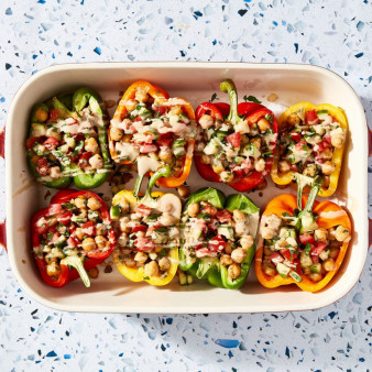 Vegetarian Stuffed Peppers with Falafel