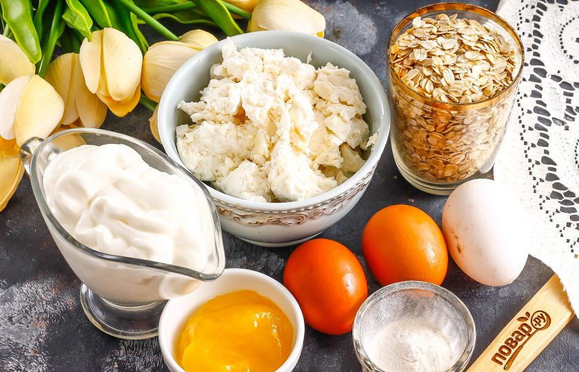 1. Этап. ПП торт с творожным кремом: Подготовьте указанные ингредиенты.